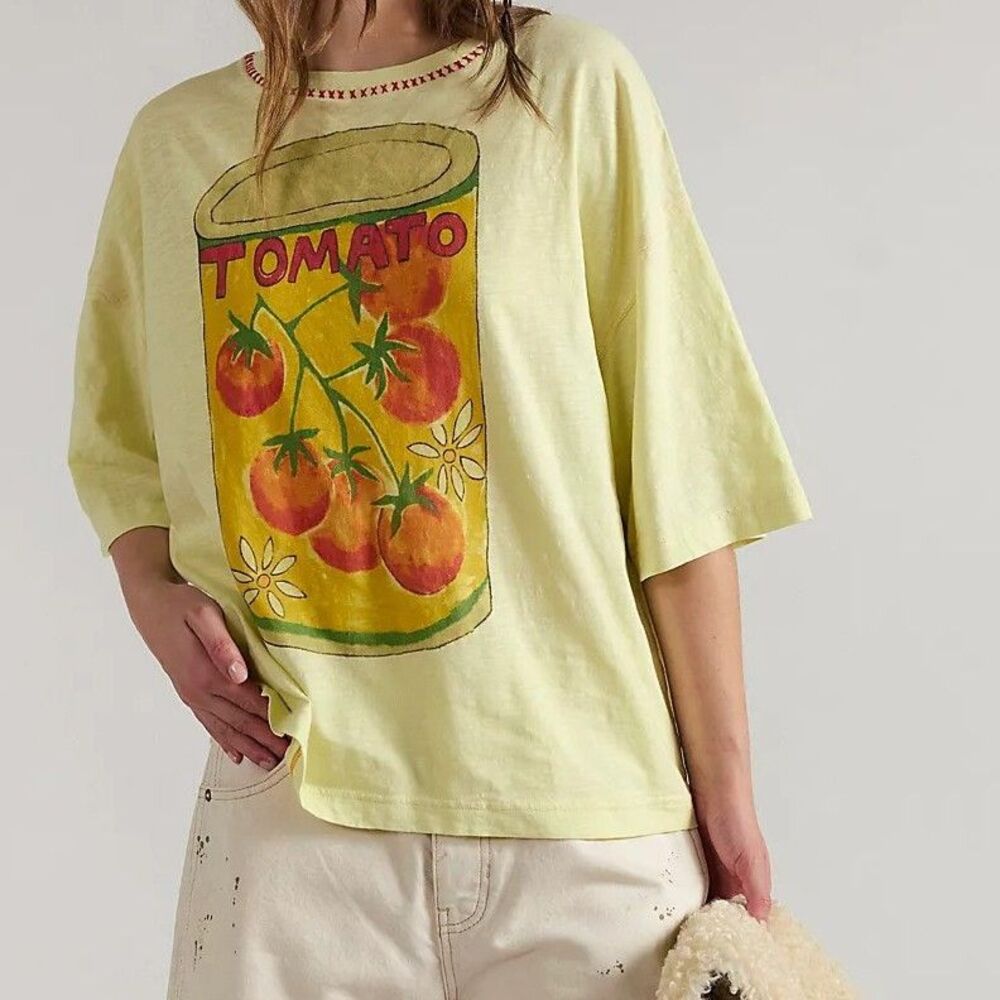 Free People We The Free In Spring Tee Tunic Top Graphic Printed Cotton XS 286750